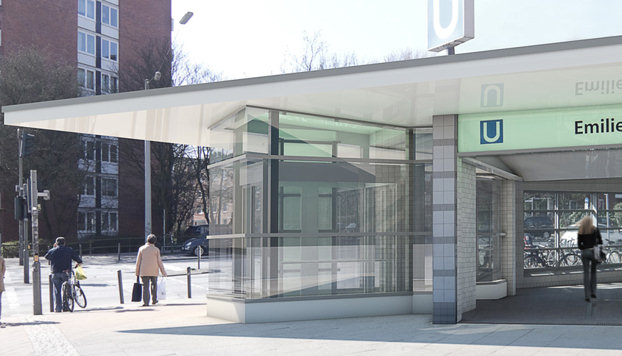Visualisierung barrierefreier Ausbau der U-Bahnhöfe der Hamburger Hochbahn - Architekt ac hamburg H.-J. Agather